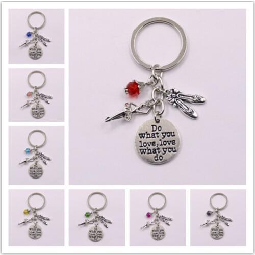 1pcs Do What You Love Charms Bead Key Chain Ballerina Keyring Ballet Gifts For Women Girl Dancer Jewelry