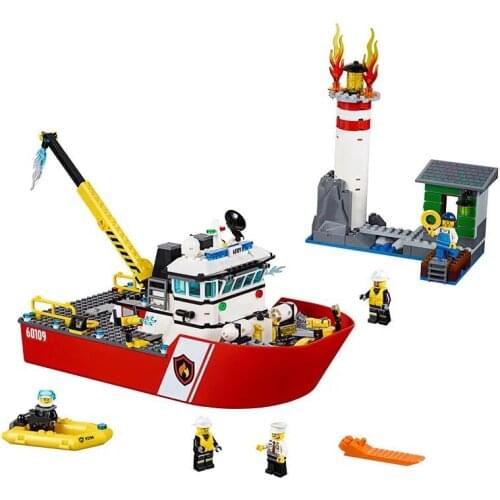 10830 City Series Fire Boat 60109 Childrens Building Block Toy Gifts