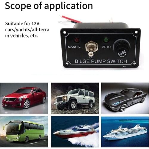 12V RV LED Indicator Bilge Pump Switch Panel Toggle Switch Panel Manual-Off-Auto Suitable for Car Ship RV