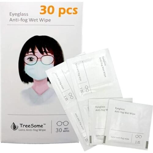 30Pcs Anti-Fog Wipes for Glasses Pre-moistened Antifog Lens Wipe Individually Wrapped Disposable Defogger Eyeglass Wipe