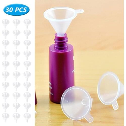 30 pcs Oil Funnels Transparent Wide Mouth Funnel auxiliary tool For Perfume Diffuser Bottle Small Plastic Bottleneck Mini Liquid