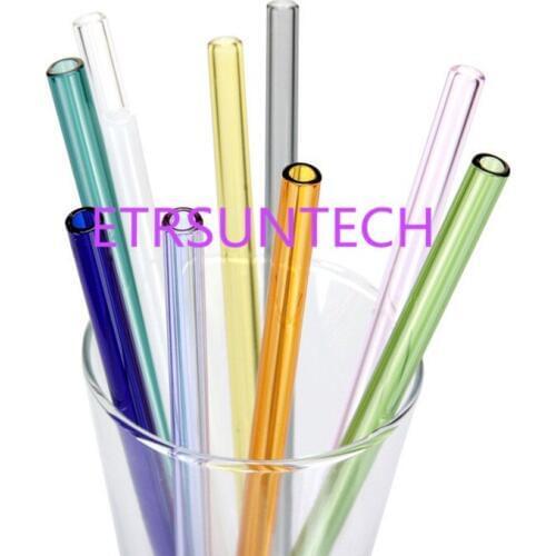 300pcs/lot Colorful Glass Straws 20cm x 8mm Straight Drinking Straws Reusable Straws Healthy, Reusable, Eco Friendly