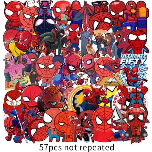 57 pcs/set disney cute spiderman stickers cartoon anime figure marvel Graffiti Waterproof stickers kids Toy decoration sticke