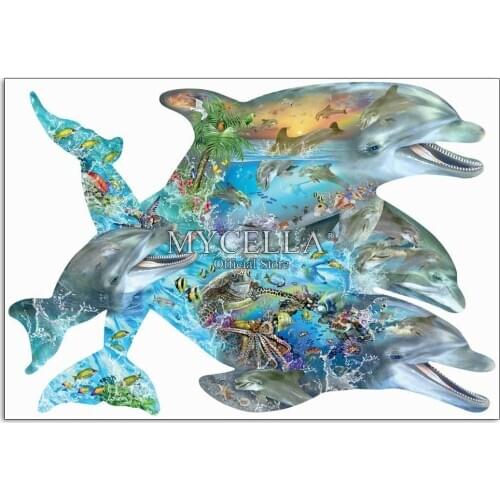 Sea Life 5D DIY Diamond Painting Dolphin Cross Stitch Diamond Embroidery Full Mosaic Paintings Wall Sticker Cartoon Home Decor