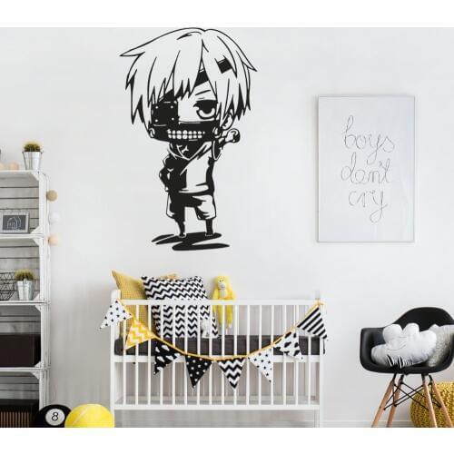 Chibi Kaneki Tokyo Ghoul Wall Sticker Home Bedroom Kids Room Art Anime Decoration Vinyl Removable A001305