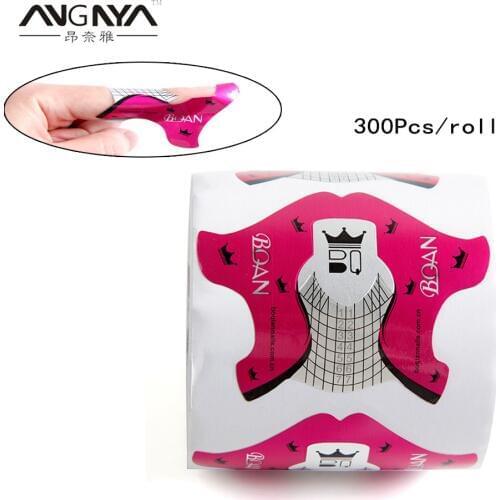 ANGNYA 50/100/300pcs Fish Shape Red Nail Forms French Acrylic UV Gel Tips Extension Builder Form Guide Stencil Manicure Tools