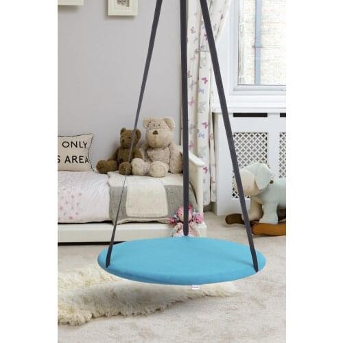 Large Swing Pinup 85cm Diameter Turquoise Color 5mm Thick Comfortable Safe Hammock for Children for Adults Home Garden Nursery