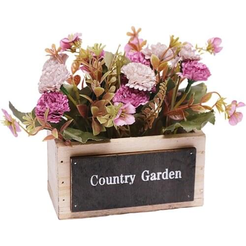 Faux Potted Table Imitation Cloves Balcony Living Room Wooden Flowerpot Bedroom Decoration Wedding Artificial Plants