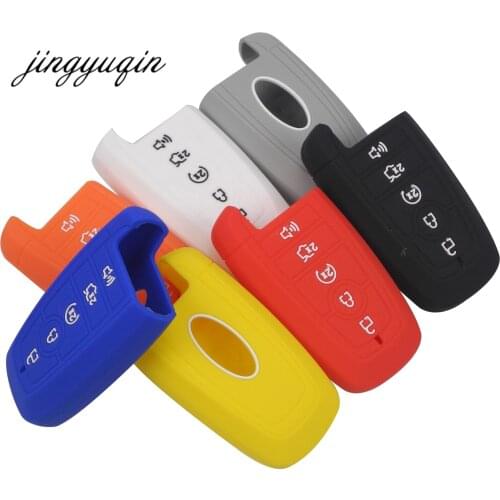 Jingyuqin 30pcs/lot Silicone Car key Cover for Ford Fusion Hybrid Mondeo 5 Buttons Remote Flip folding Fob Case