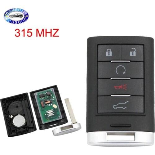 Card Smart Remote Key 5 Button 315MHZ For Cadillac SRX,XTS,ATS 2010-2015