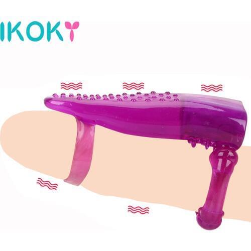IKOKY Penis Rings Vibrating Cock Ring Clitoris Stimulate Tongue Licking Massager Tongue Vibrator Erotic Sex Toys for Couples