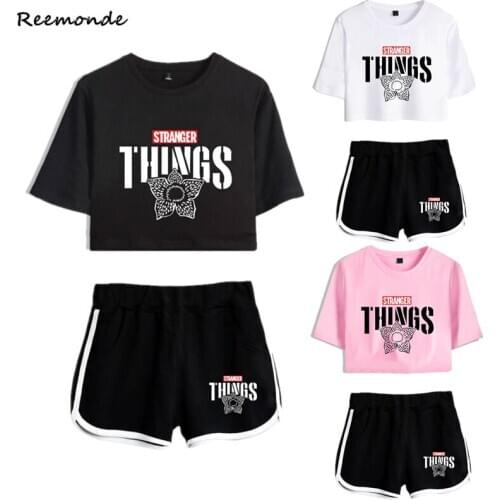 Stranger Things T Shirt Dustin Stranger Things Cosplay Top Shorts Sets Girls Running T-shirt Sport Shorts Suit Nancy Wheeler