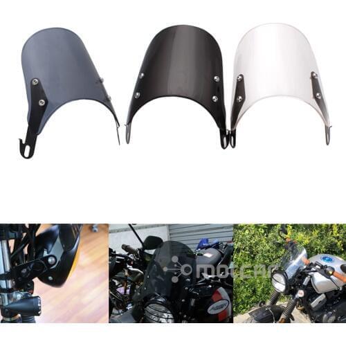 5"-7" Retro Cafe Racer Motorcycle Wind Deflectors Windshield Instrument Visor Universal For Harley Honda Yamaha XJR Suzuki Royal