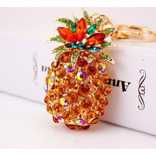 Korean-Style Creative Set Pineapple Car Keychain Womens Bag Metal Pendants Accessories Small Gift