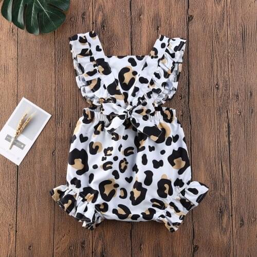 Baby Summer Clothing Infant Baby Girl Leopard Ruffle Romper Jumpsuit One Piece Outfit 3-18M 2021 New Style