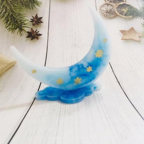 Moon Phone Bracket Epoxy Resin Mold DIY Jewelry Rings Holder Rack Silicone Mould E15E