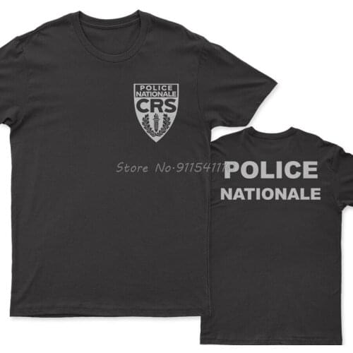 New Police Nationale CRS France French T Shirt Double Sided Men T-shirt Tees Harajuku Streetwear