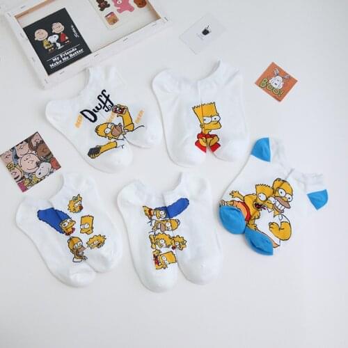 New funny cartoon anime Sock Simpson pattern happy female socks happy Harajuku hip hop combed cotton casual women socks