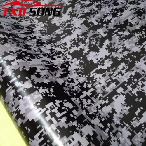 New Arrival Premium Black White Grey Camouflage Digital Vinyl Car Sticker Decal Camo Car Wrap Foil For Vehicle Motorbike