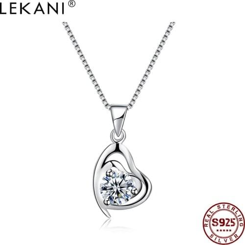 LAKANI 925 Sterling Silver Chain Choker Necklace Luxury CZ Love Heart Pendant Necklaces Women Party Jewelry Gifts Hot Sale