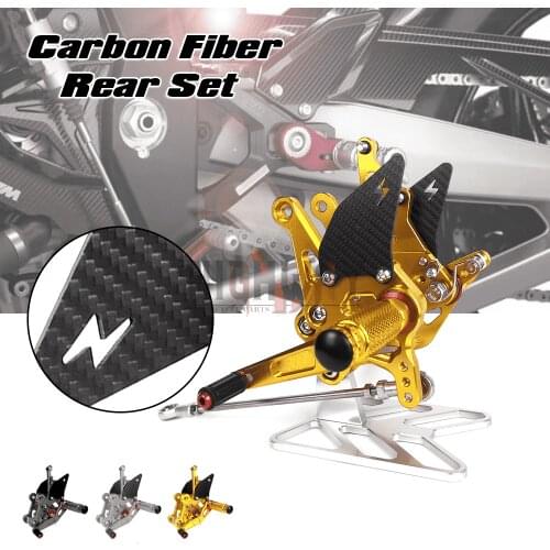 Motorcycle CNC & Carbon Fiber Footrest Rear Sets Adjustable Rearset Foot Pegs for KAWASAKI Z1000 Z 1000 2011-2019