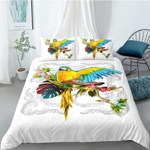 3D Duvet Cover Set Bedding Sets comforther Cases Pillow Covers Double Single Full Twin King Queen Size Parrot Design Bedclothes