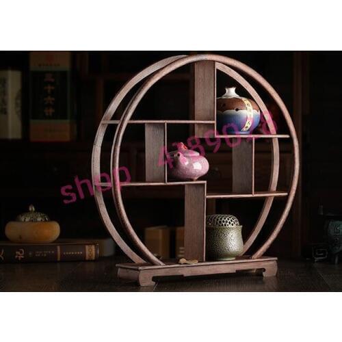 Solid wood chicken wing wood, round (large size) curio shelves, ornament pendulum rack