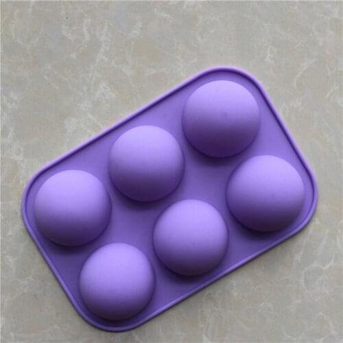 6-hole semi-spherical silicone pastry and baking molds for DIY baking, cakes, chocolate, jelly, pudding, handmade soap, fondant