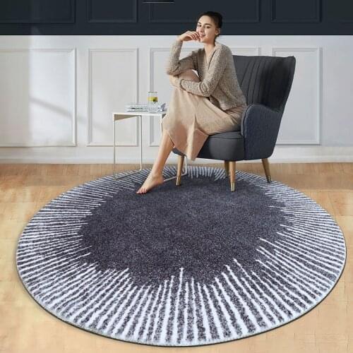 Post modern gray color round shaped geometric living room rug, big size Nordic style home decoration weaved bedside carpet