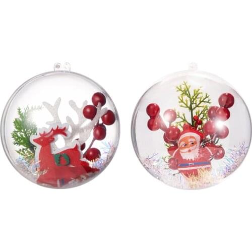 Transparent Plastic DIY Hanging Ball with Santa Claus Deer Christmas Ornament Wedding Decorations Party Decor