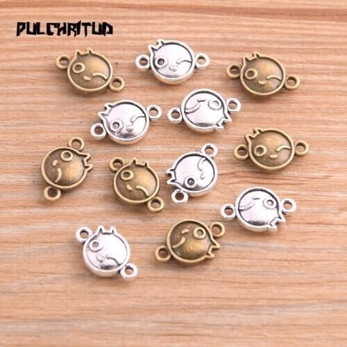 PULCHRITUDE 30PCS 9*14mm 2020 New Small Cute Girl Connectors Two Color Plated Pendants Jewelry Making DIY Handmade Craft