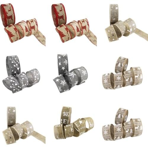 Christmas Linen Ribbon 25yards/lot ,DIY Handmade Materials,Wedding Gift Wrap Christmas Decoration,25Yc18665