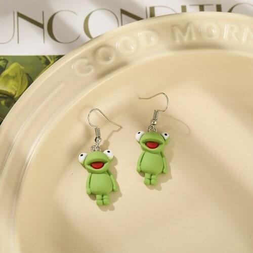 Trendy Animal Frog Dangle Earring Metal Dangle Drop Earring Geometric New Exaggerated Woman Girl Kids Punk Jewelry