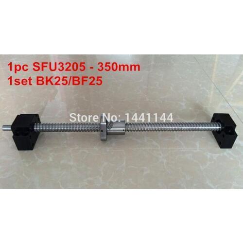 SFU3205 - 350mm ballscrew + ball nut with end machined + BK25/BF25 Support