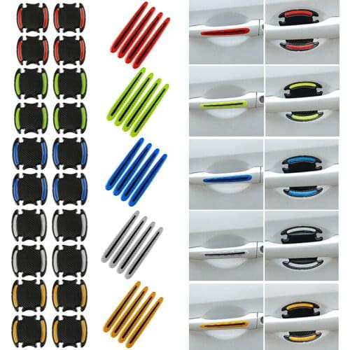 Universal Car Reflective Sticker Door Handle Door Bowl Protection Guards Trim Stickers Reflective Warning Protector