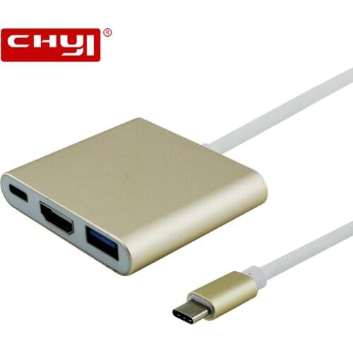 USB 3.1 Type C to HDMI-Compatible USB 3.0 USB-C HUB Adapter Type-C Extender HD 4K Cable For 12" Chromebook Pixel TV Display