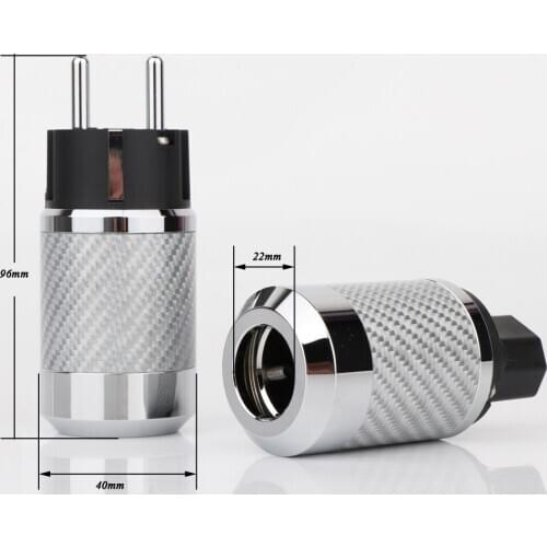 WCF2-ER Hi-End Carbon Fiber Rhodium Plated European standard AC Power Plug IEC Female Plug DIY Mains Power cable Connector