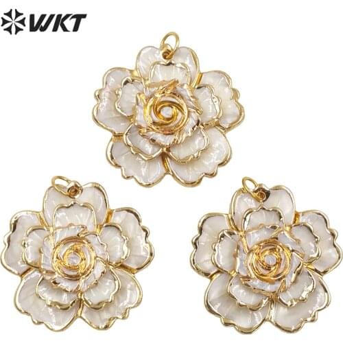 WT-JP241 WKT Wholesale Luxury Shell Pendant Romantic Flower Shape Jewelry Pendant For Wedding Valentines Day