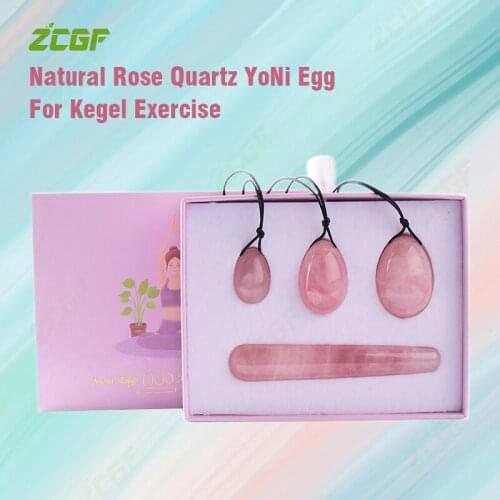 Natural Rose Quartz YoNi Egg Kegel Women Pelvic Floor Muscle Kegel Exercise Egg Tightening Vaginal Muscles Ben Wa Ball Kegel Egg
