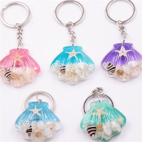 Funny Epoxy Starfish Crab Keychain Fashion Creative Luminous Dolphin Sea Turtle Shape Key Ring Pendant Gifts Fit Bookbag /Key
