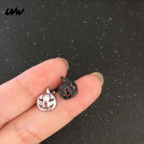 UVW161 2pc Titanium Gothic Jack Skellington The Nightmare Stud Earrings for Women Men Helix Piercing Pendientes Mujer Brincos