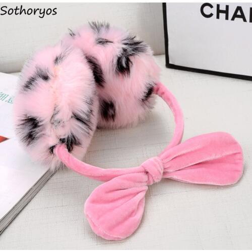 Earmuffs Women Solid High Quality Korean Style Casual Soft Warm Autumn Students Harajuku Kawaii Womens Bow Winter Accessories