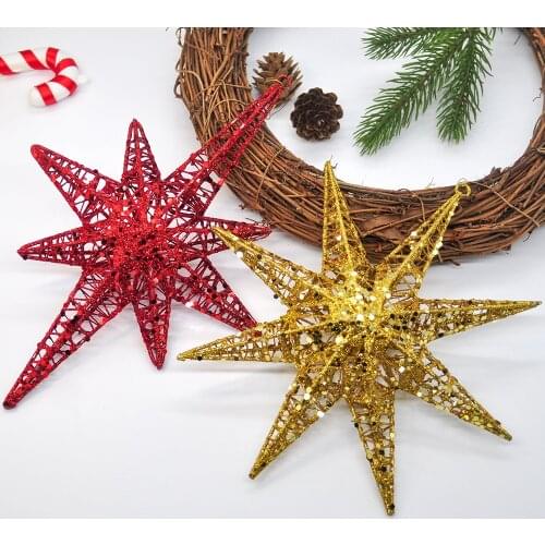 1PCS Christmas decorations wrought iron meteor anise star Christmas tree pendant window pendant mall home decoration