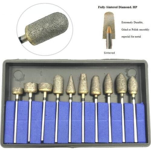 10pcs Dental HP Diamond Burs Full Sintered Diamond burs Grinding tools drill
