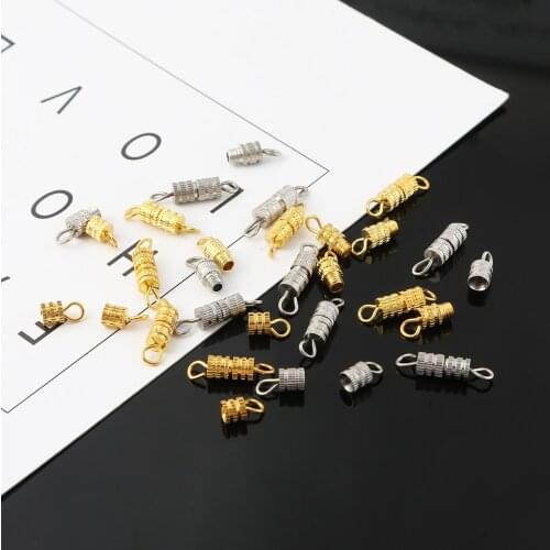 10PC Gold/Rhodium Screw Clasps for Bracelets Connectors DIY Jewelry Accessories Color Cylinder Fasteners Buckle Closed