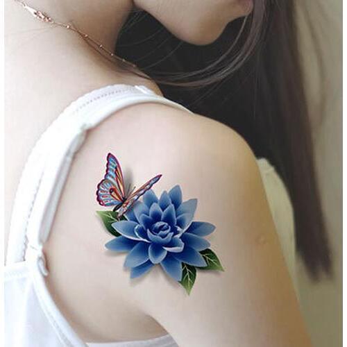 2 Pcs 3D Body Art DIY Stickers Temporary Tattoo Butterfly Flower Feather Sticker