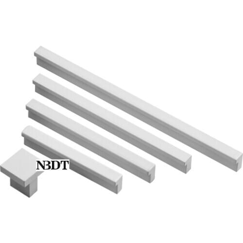 2Pcs/Lot Aluminum Alloy White Lacquer Baked Paint L-shaped Long Cupboard Furniture Cabinet Handle Finger Pull