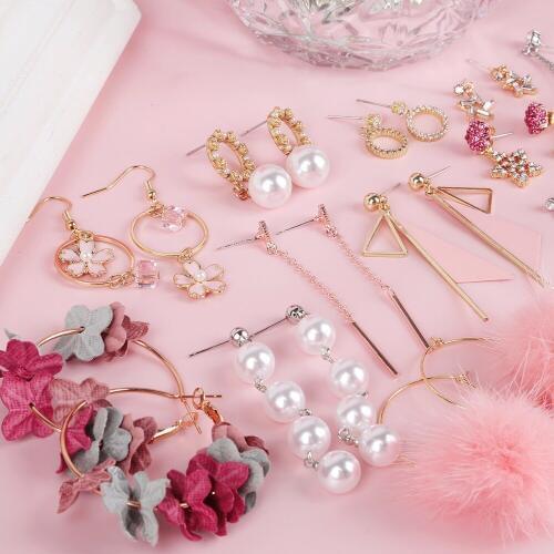 2019 Trendy Japanese Korean Girl Cute Earrings Simple Pink Fabric Flower Dangle Earrings Fashion For Women Jewelry Accessories