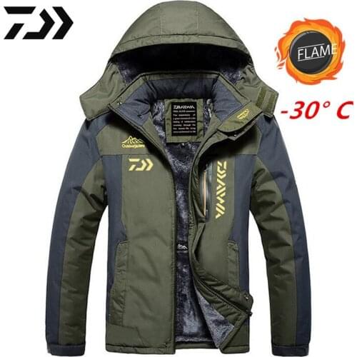 2021 DAIWA Fishing Clothing Winter Autumn Winter Waterproof Warm Fishing Jackets Men Fleece Thick Outdoor Fishing Shirts M-9XL