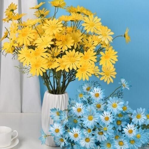 5Pcs White Daisy Artificial Flowers Long Branch Bouquet for Home Wedding Decoration DIY Bridal Silk Fake Flower Accessories